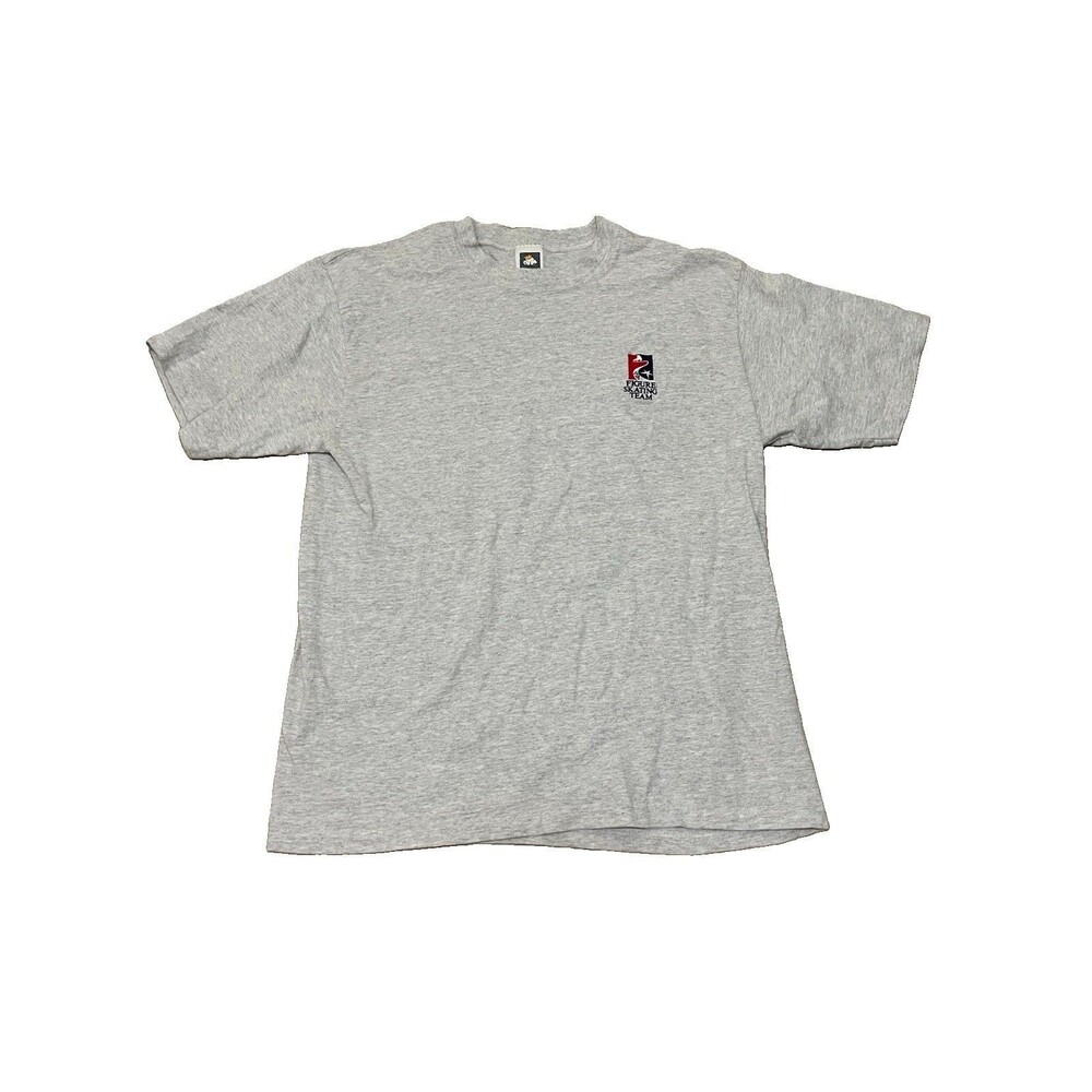 Vintage 90s USA Figure Skating Team T Shirt Men L Gray Embroidered Cotton Deluxe